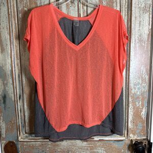 Soybu Women's M Kristen Tee Workout Yoga Gymwear Lightweight Neon Orange Gray